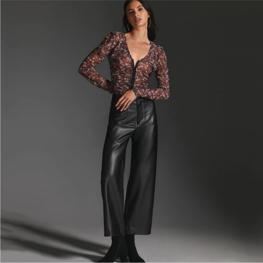 Colette Faux Leather Crop Wide-Leg Pants by Maeve